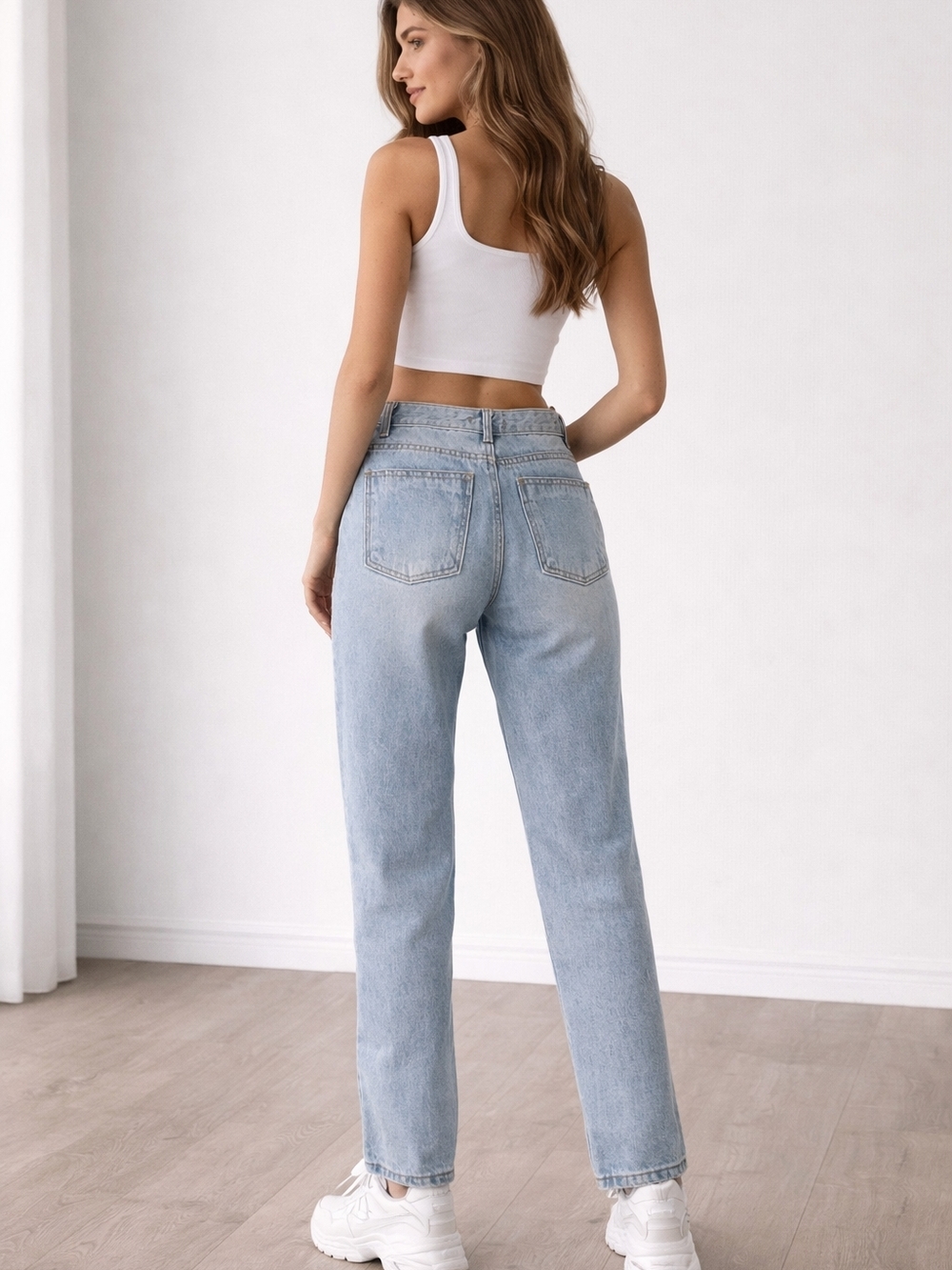 OAK + FORT High-Rise Straight Leg Women's Jeans - Light Blue